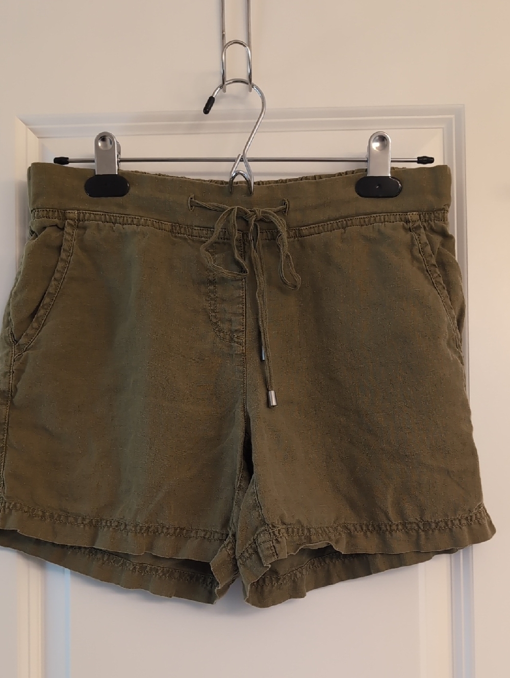 Tommy Bahama Olive Green Drawstring Linen-Blend Women's Shorts Size 2